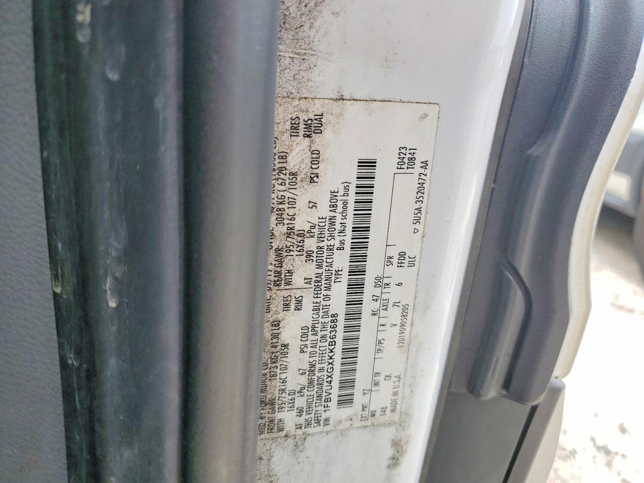 2019 FORD TRANSIT