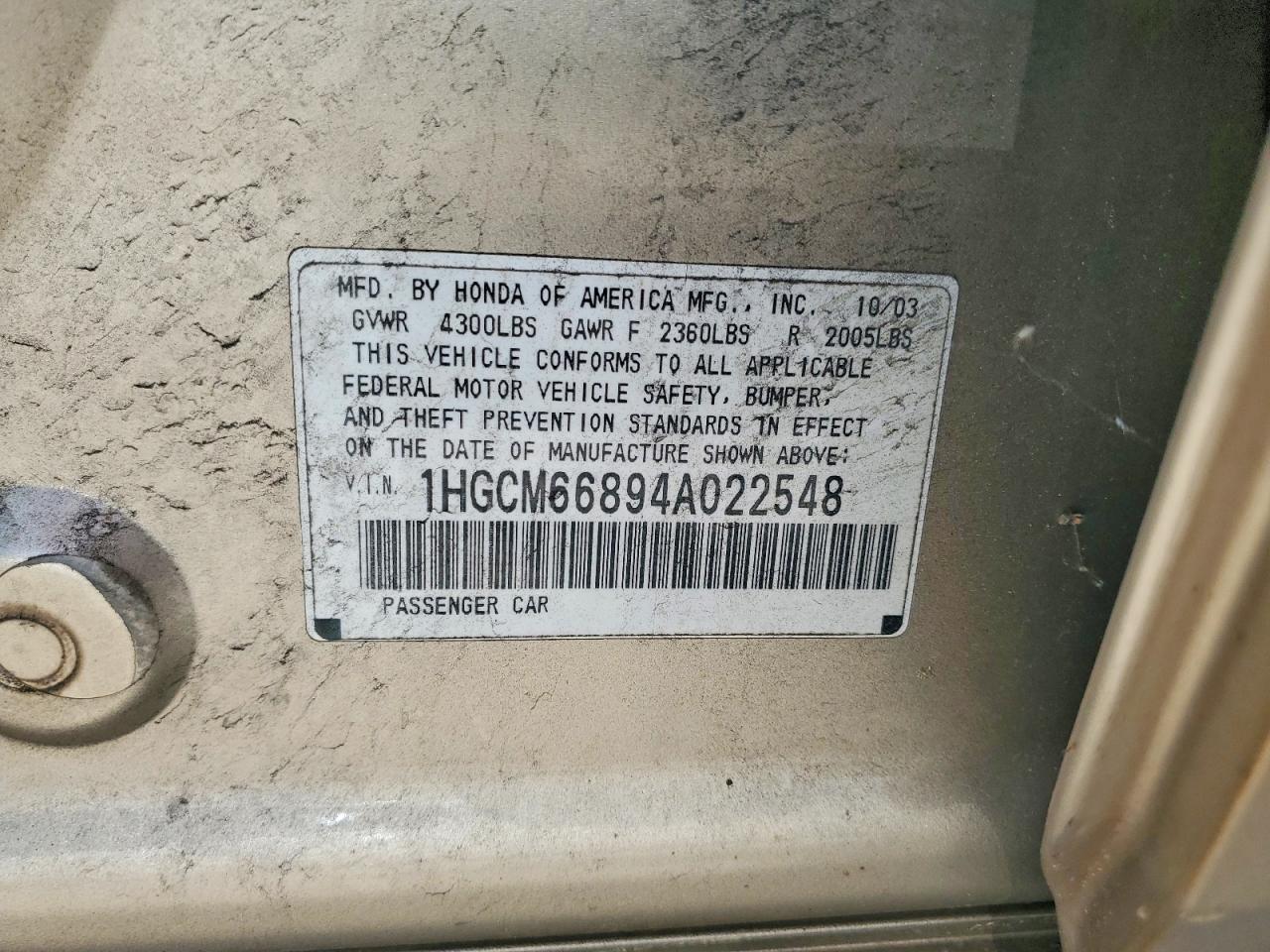 2004 HONDA ACCORD
