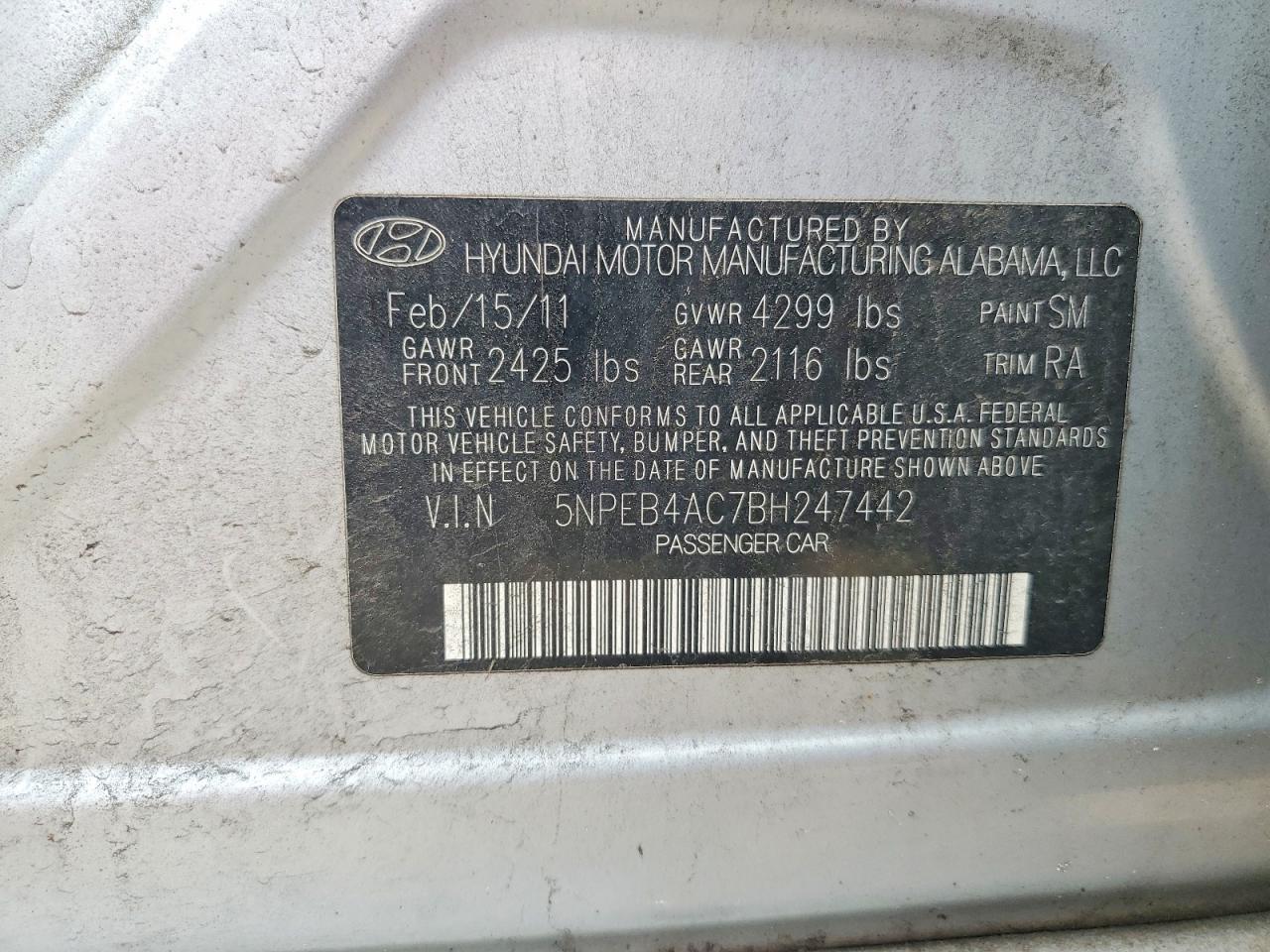 2011 HYUNDAI SONATA