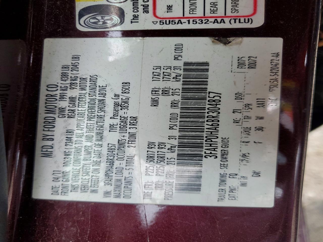 2011 FORD FUSION