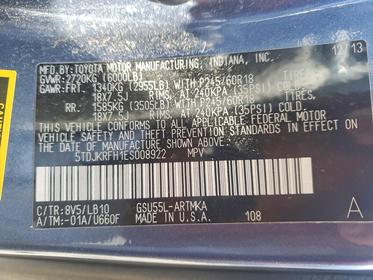 2014 TOYOTA HIGHLANDER