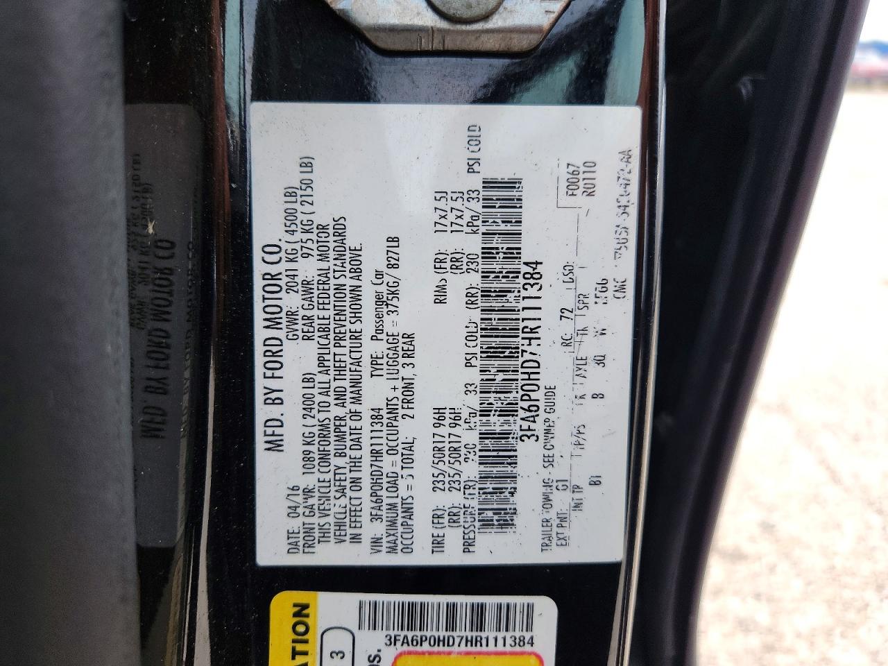 2017 FORD FUSION