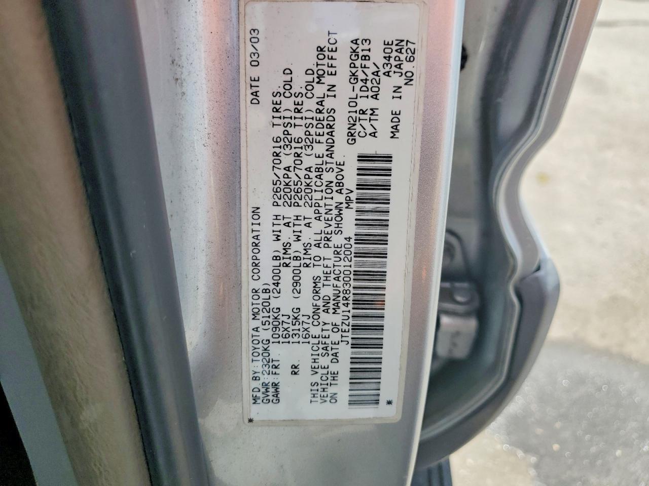 2003 TOYOTA 4RUNNER