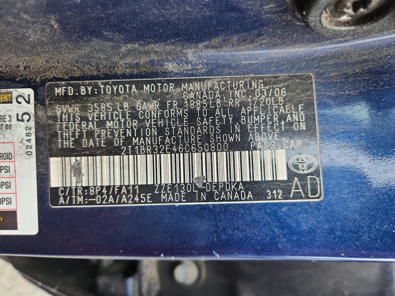 2006 TOYOTA COROLLA