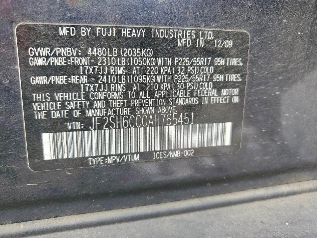 2010 SUBARU FORESTER