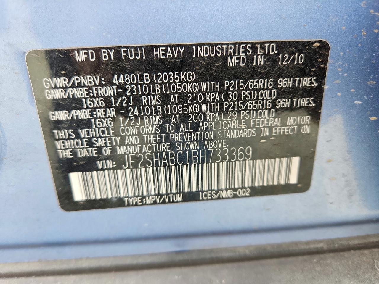 2011 SUBARU FORESTER