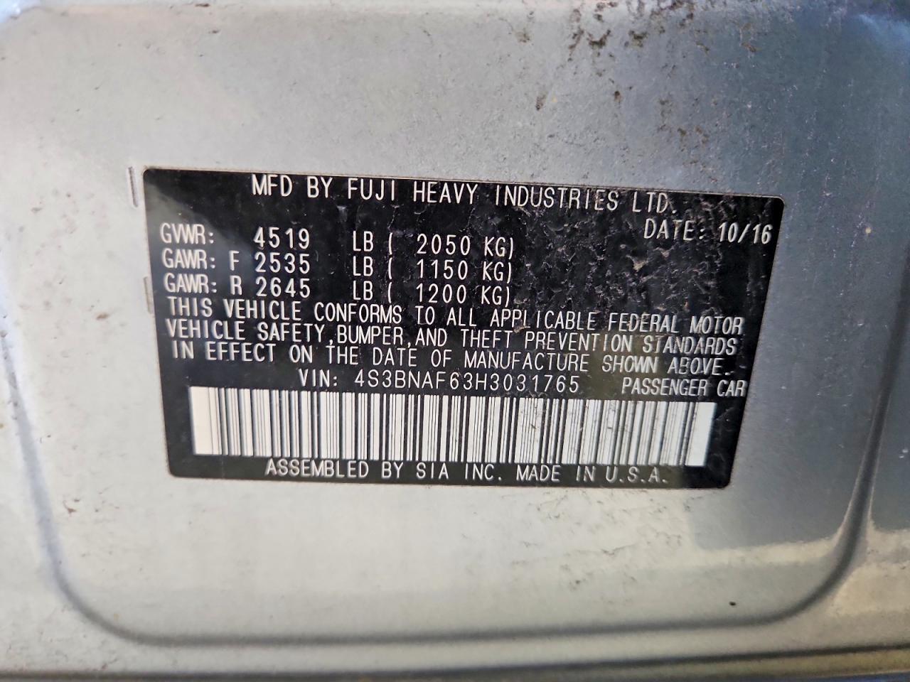 2017 SUBARU LEGACY