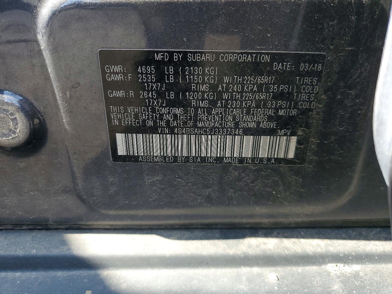 2018 SUBARU OUTBACK