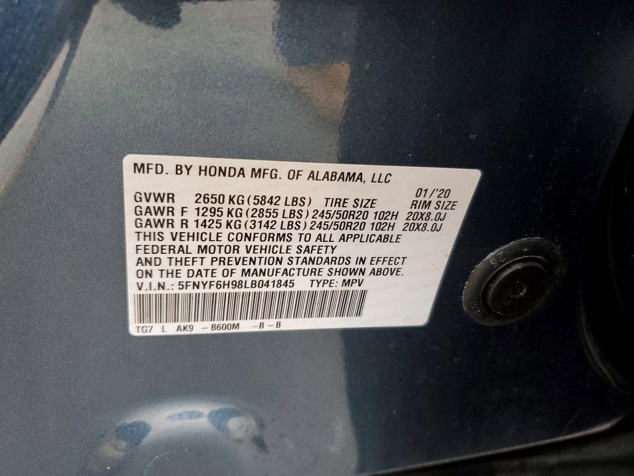 2020 HONDA PILOT