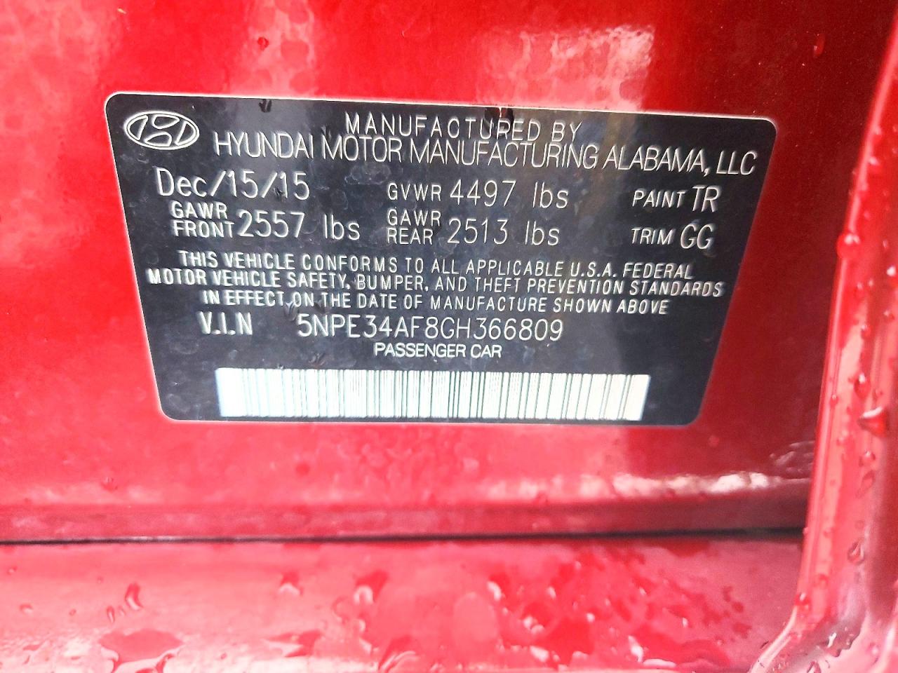 2016 HYUNDAI SONATA