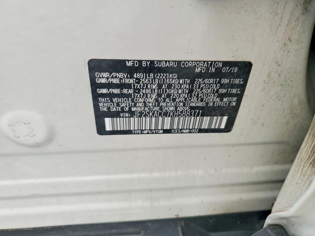 2019 SUBARU ACCENT