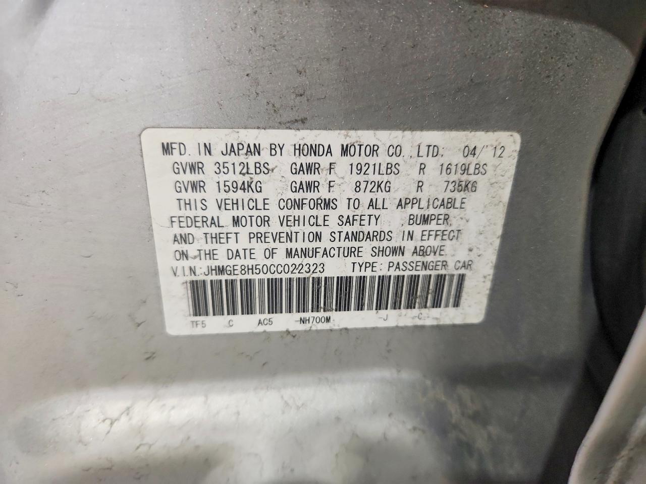 2012 HONDA FIT
