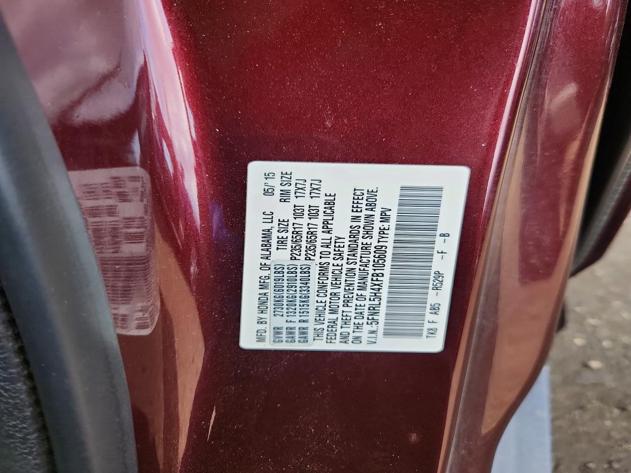 2015 HONDA ODYSSEY