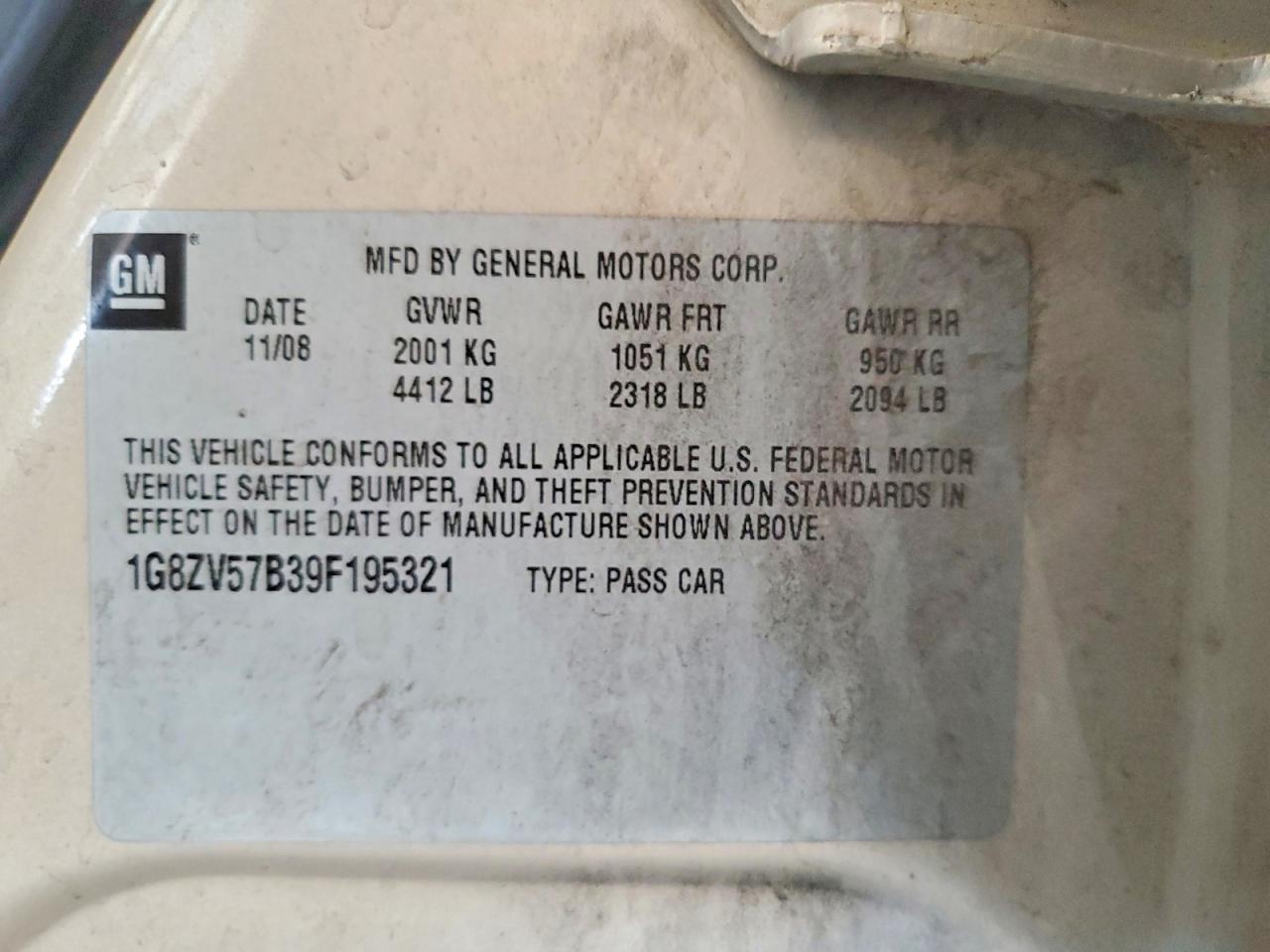 2009 SATURN AURA