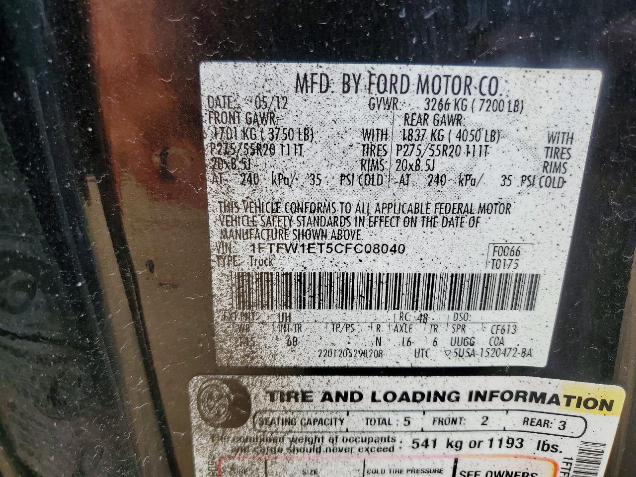 2012 FORD F150