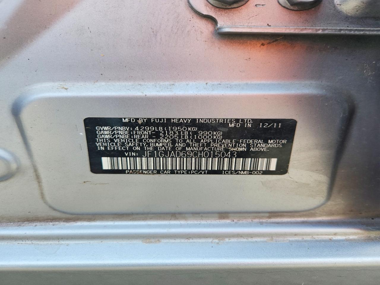 2012 SUBARU IMPREZA