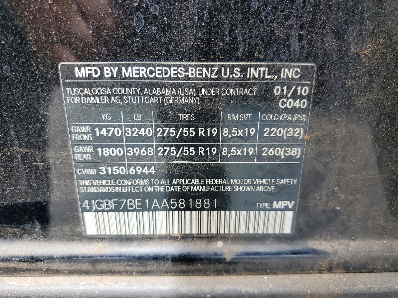 2010 MERCEDES-BENZ GL-CLASS