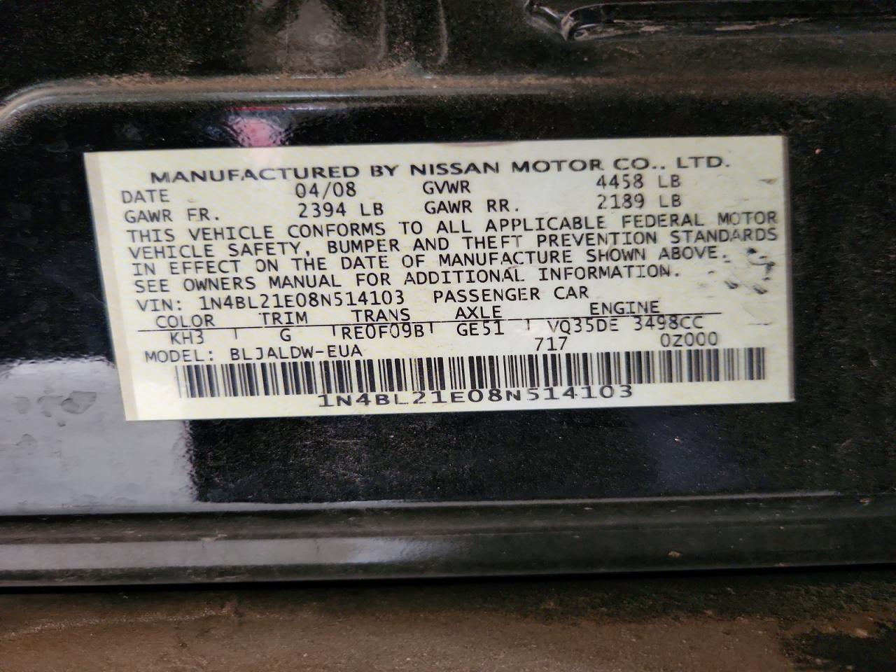 2008 NISSAN ALTIMA