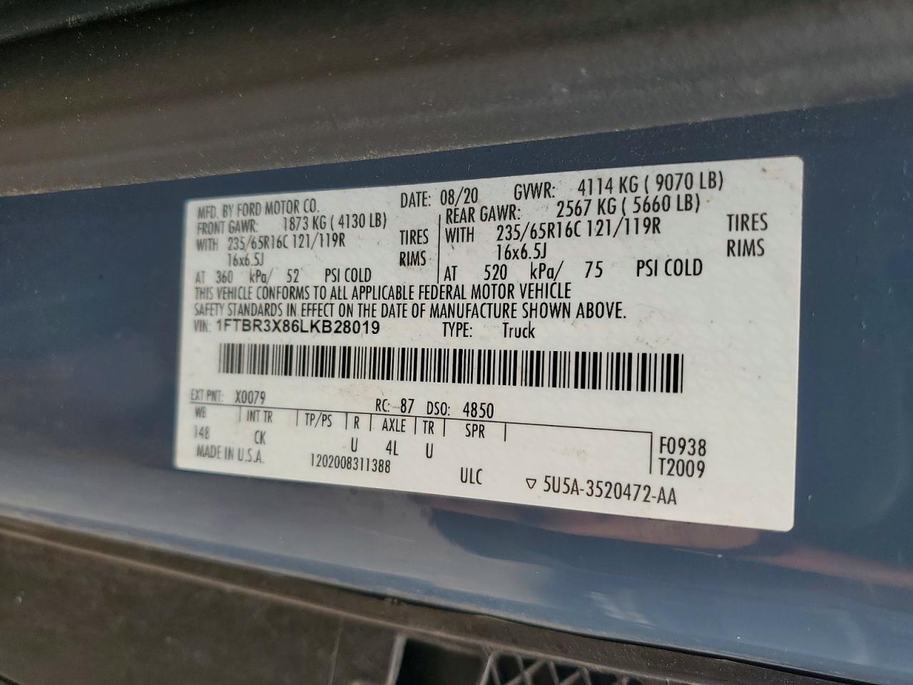 2020 FORD TRANSIT
