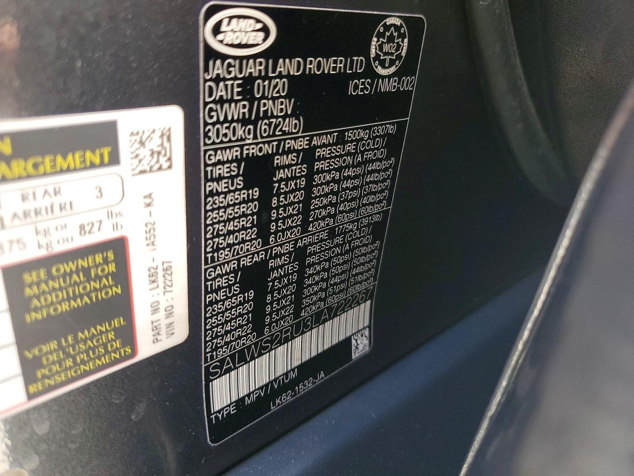 2020 LAND ROVER RANGEROVER