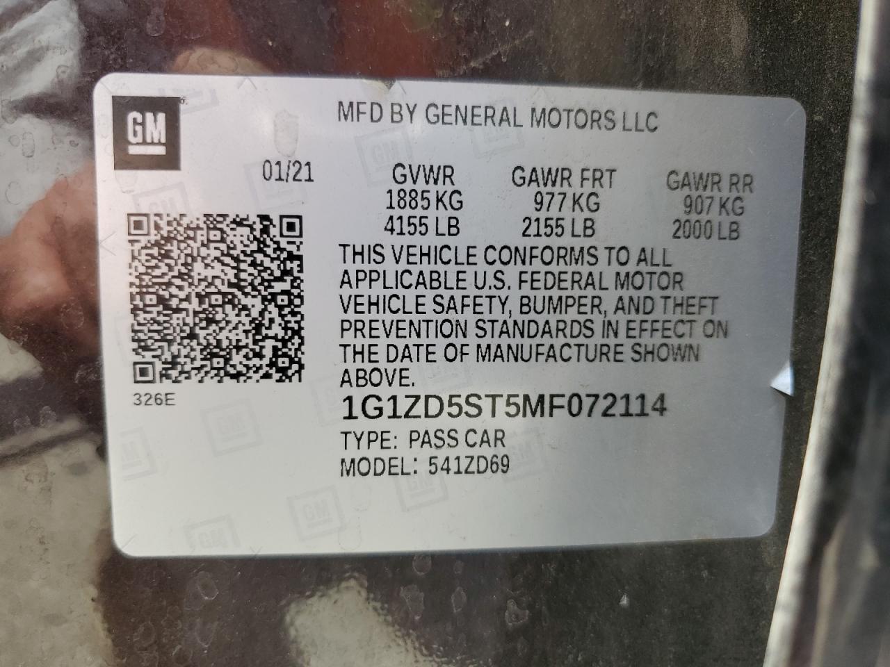 2021 CHEV MALIBU