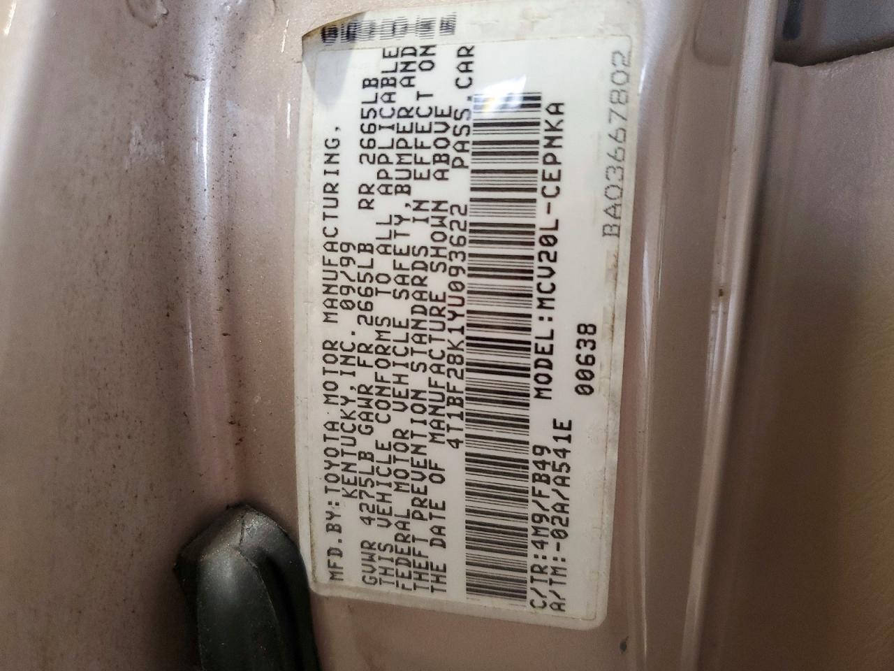 2000 TOYOTA CAMRY