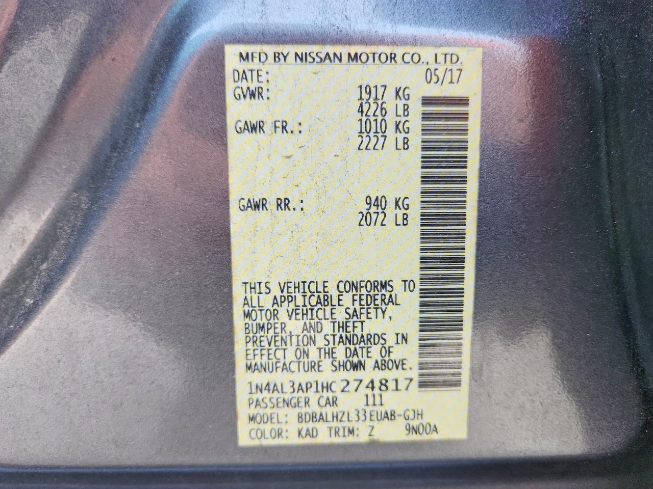 2017 NISSAN ALTIMA