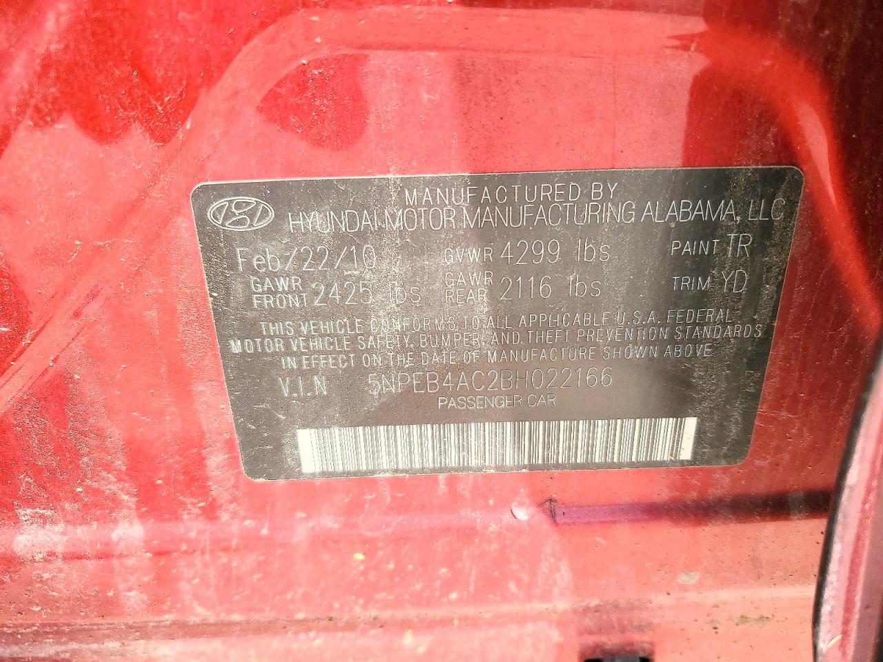 2011 HYUNDAI SONATA