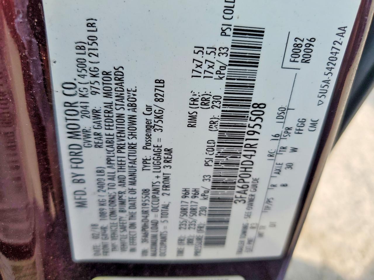 2018 FORD FUSION