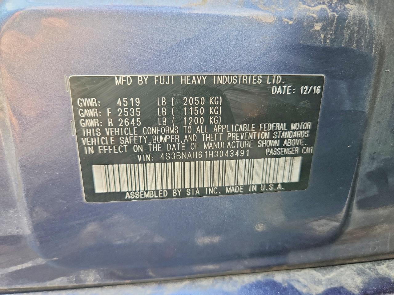 2017 SUBARU LEGACY