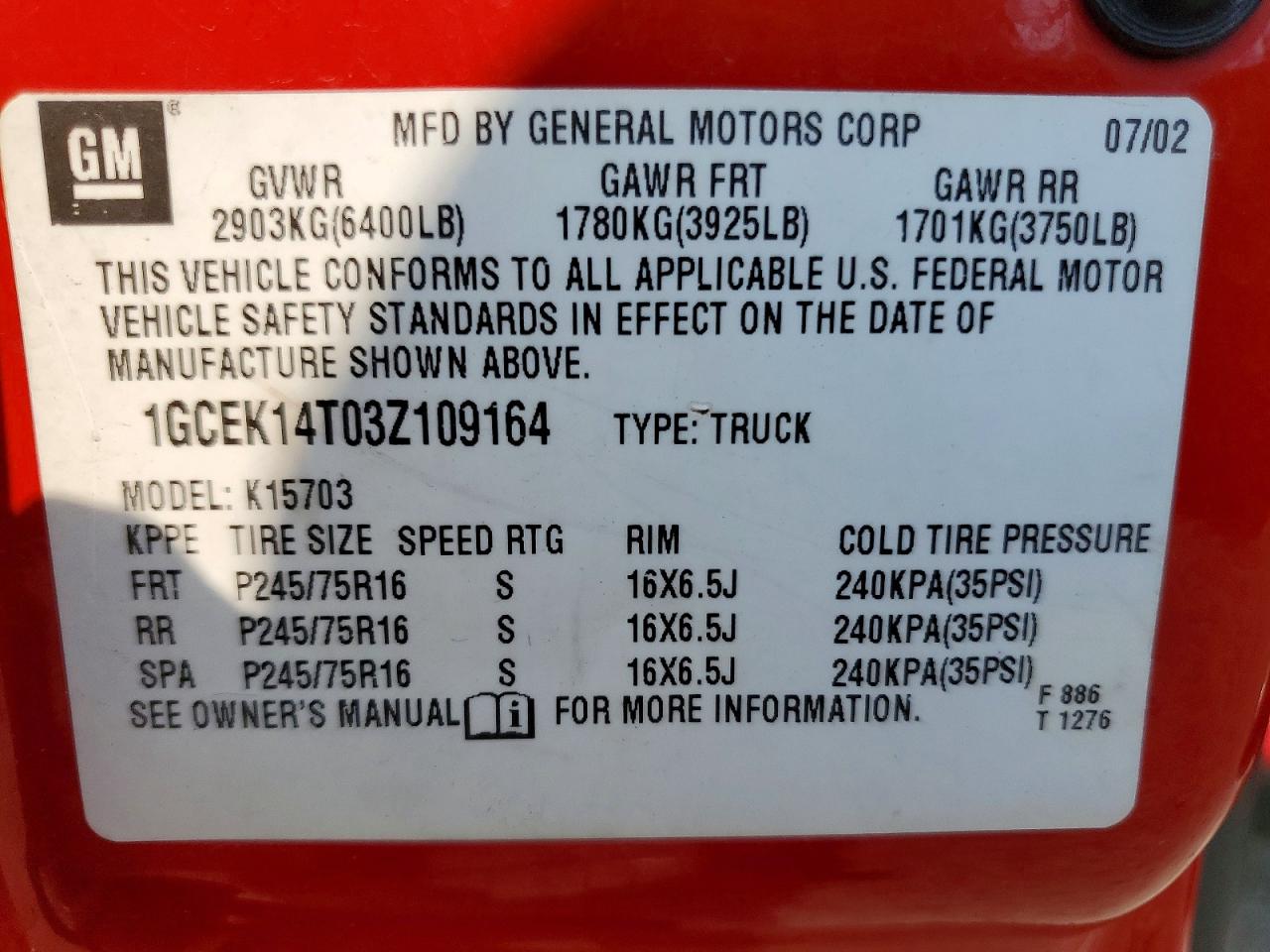 2003 CHEVROLET SILVERADO