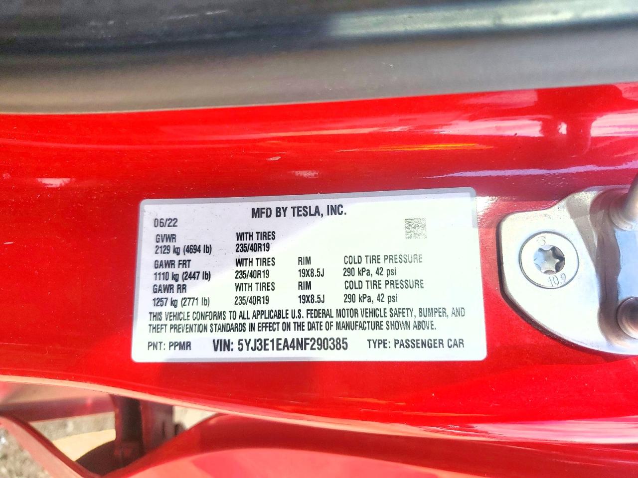 2022 TESLA MODEL 3