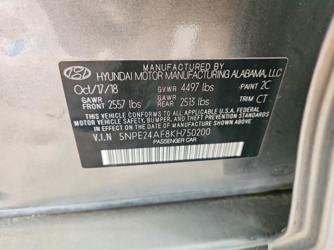 2019 HYUNDAI SONATA