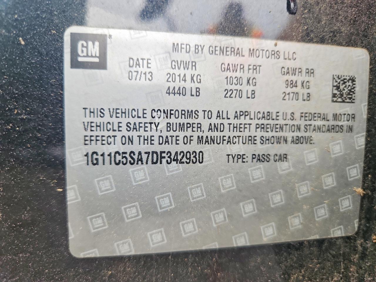 2013 CHEVROLET MALIBU