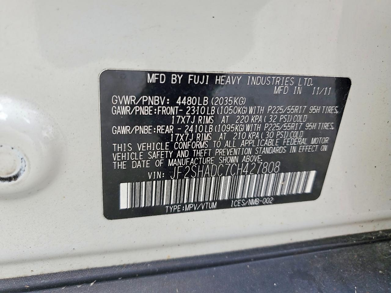 2012 SUBARU FORESTER
