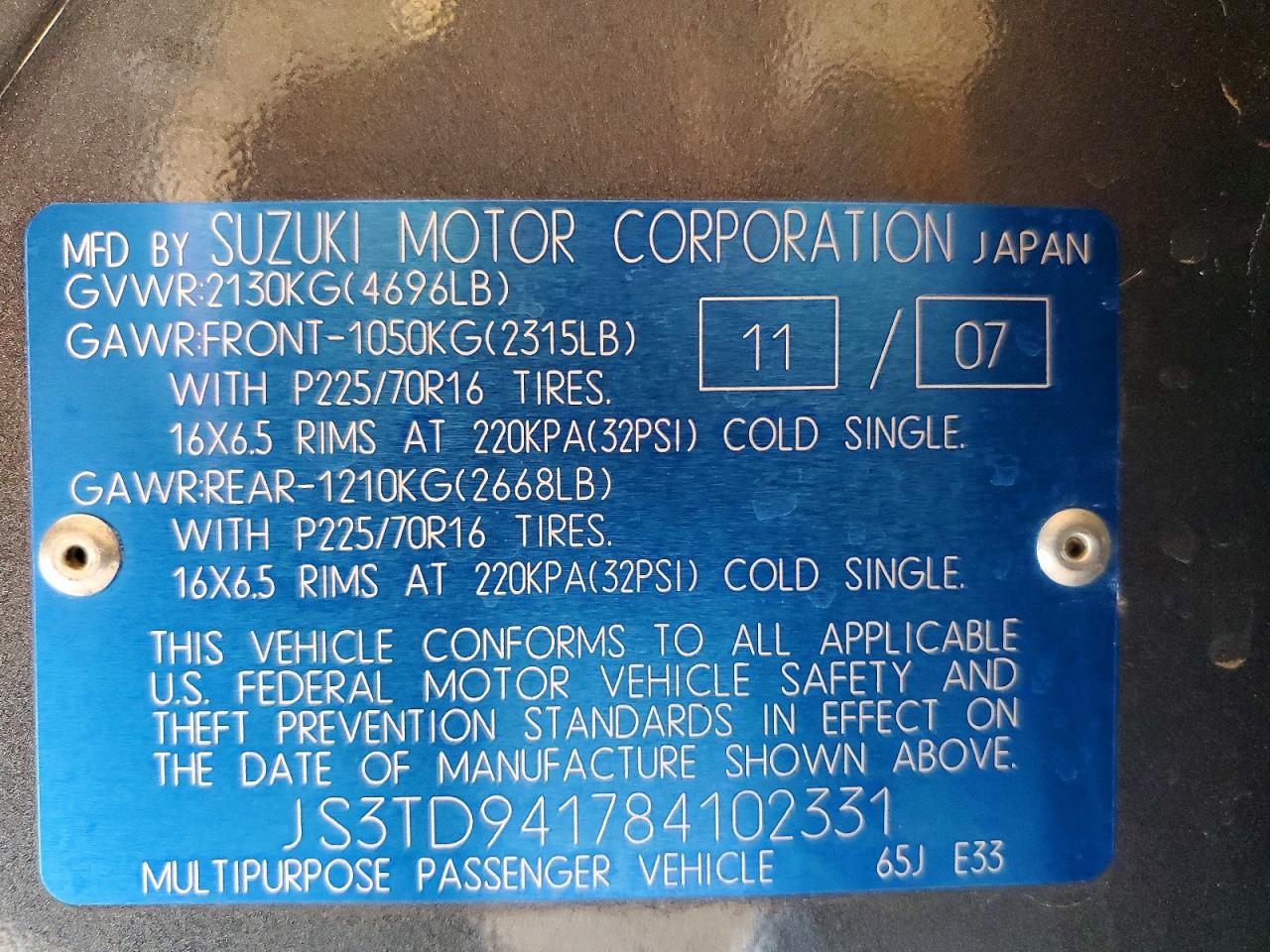 2008 SUZUKI GR VITARA