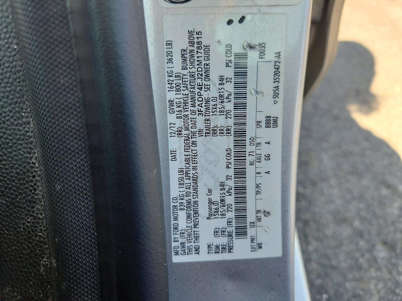 2013 FORD FIESTA