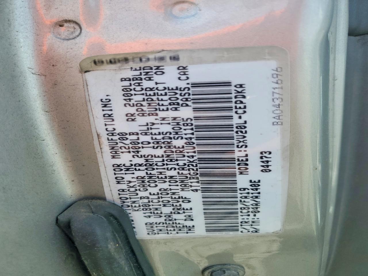 2001 TOYOTA CAMRY