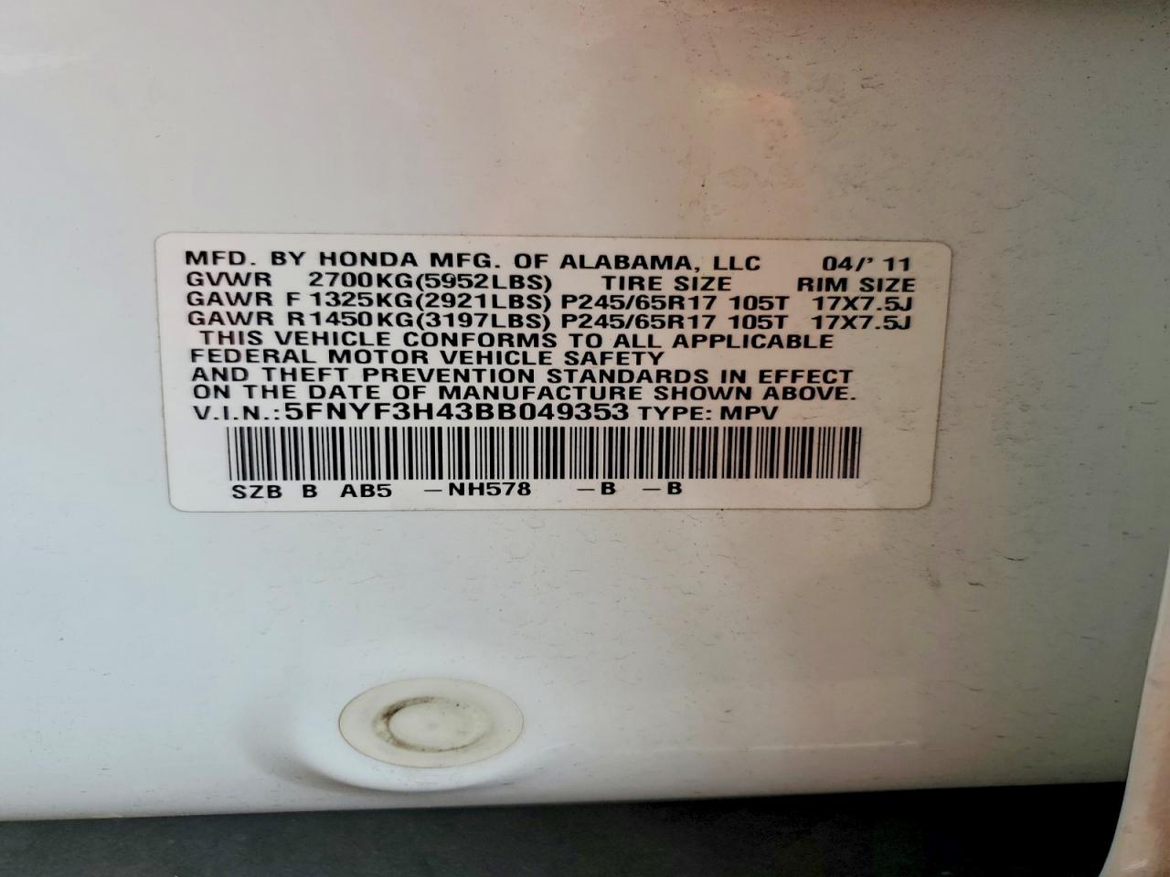 2011 HONDA PILOT