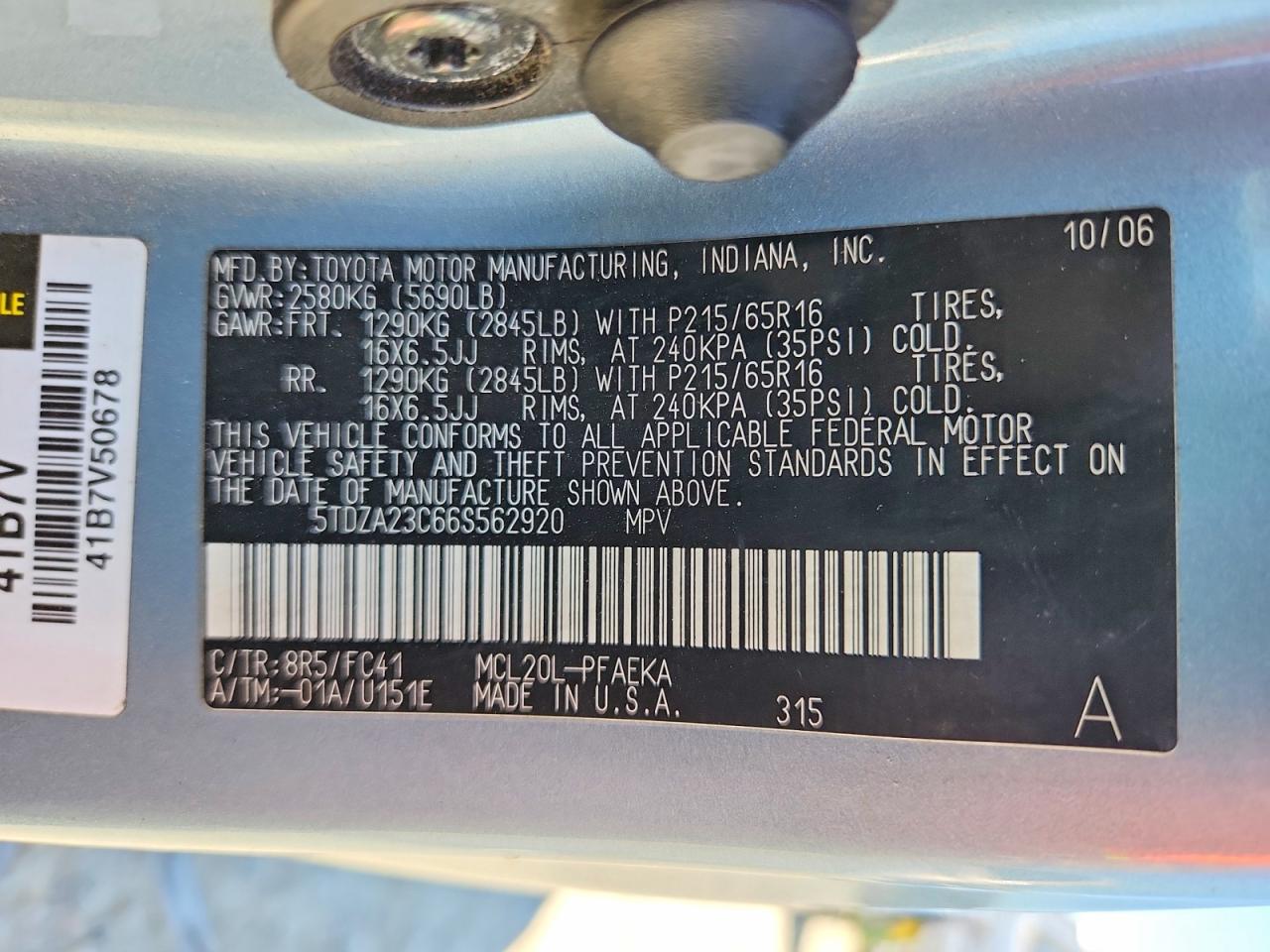 2006 TOYOTA SIENNA