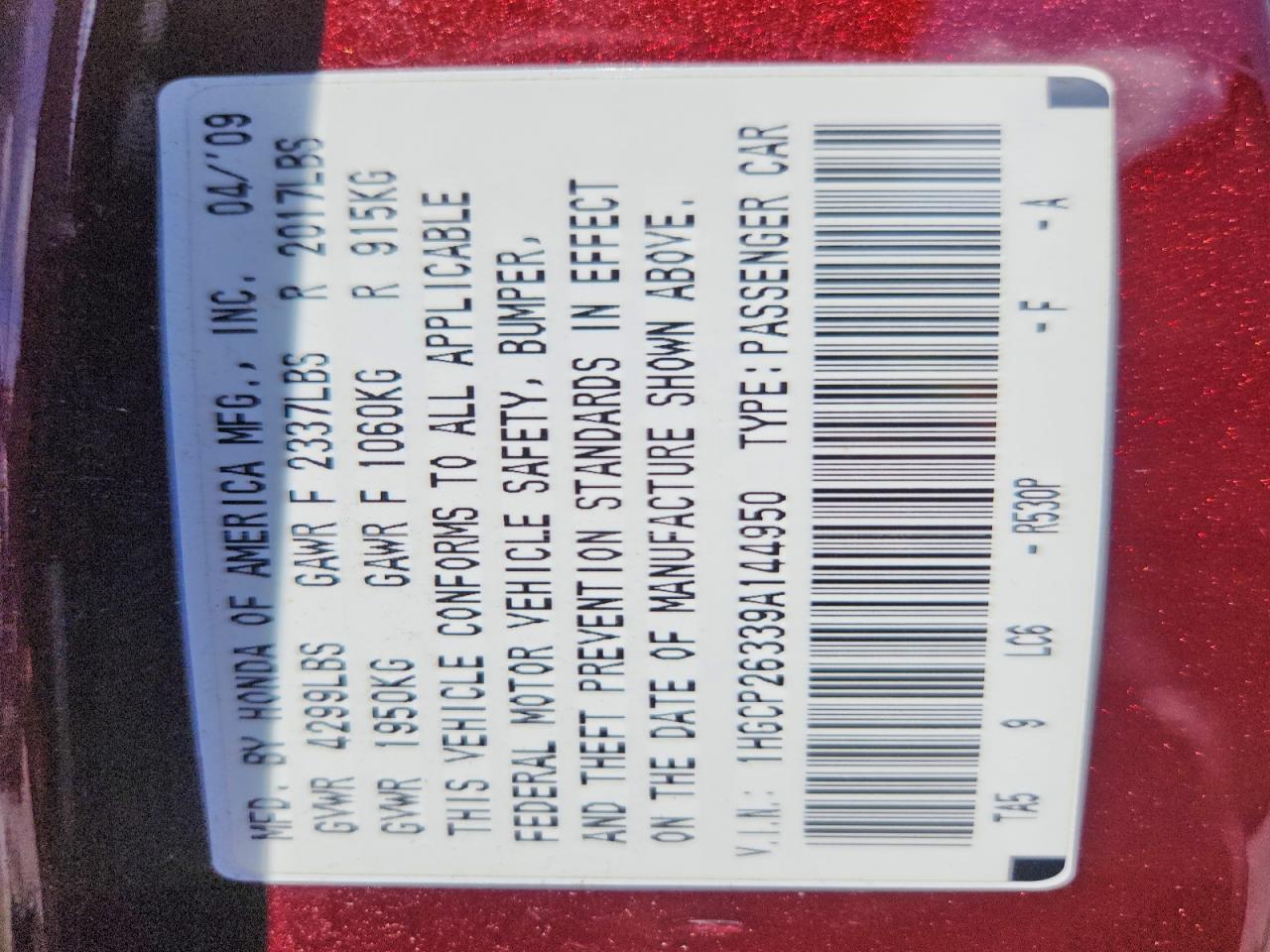 2009 HONDA ACCORD