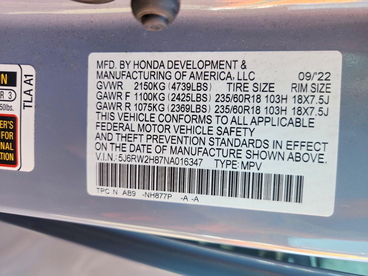 2022 HONDA CRV