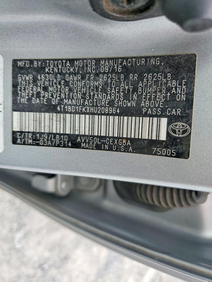 2017 TOYOTA CAMRY SOLA