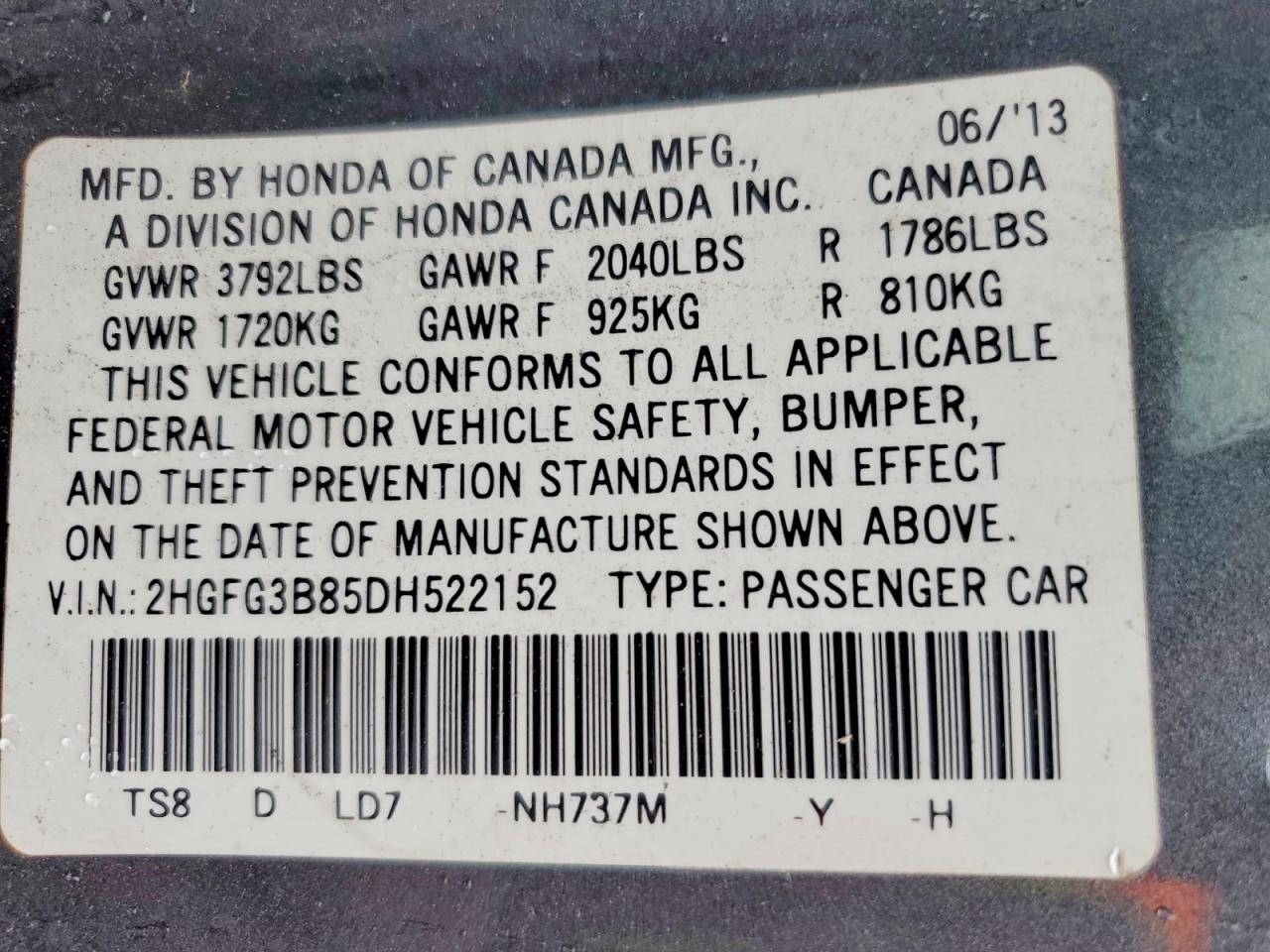 2013 HONDA CIVIC