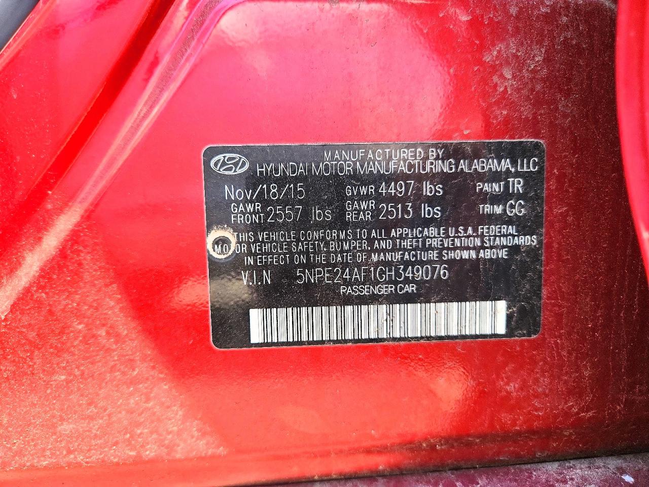 2016 HYUNDAI SONATA