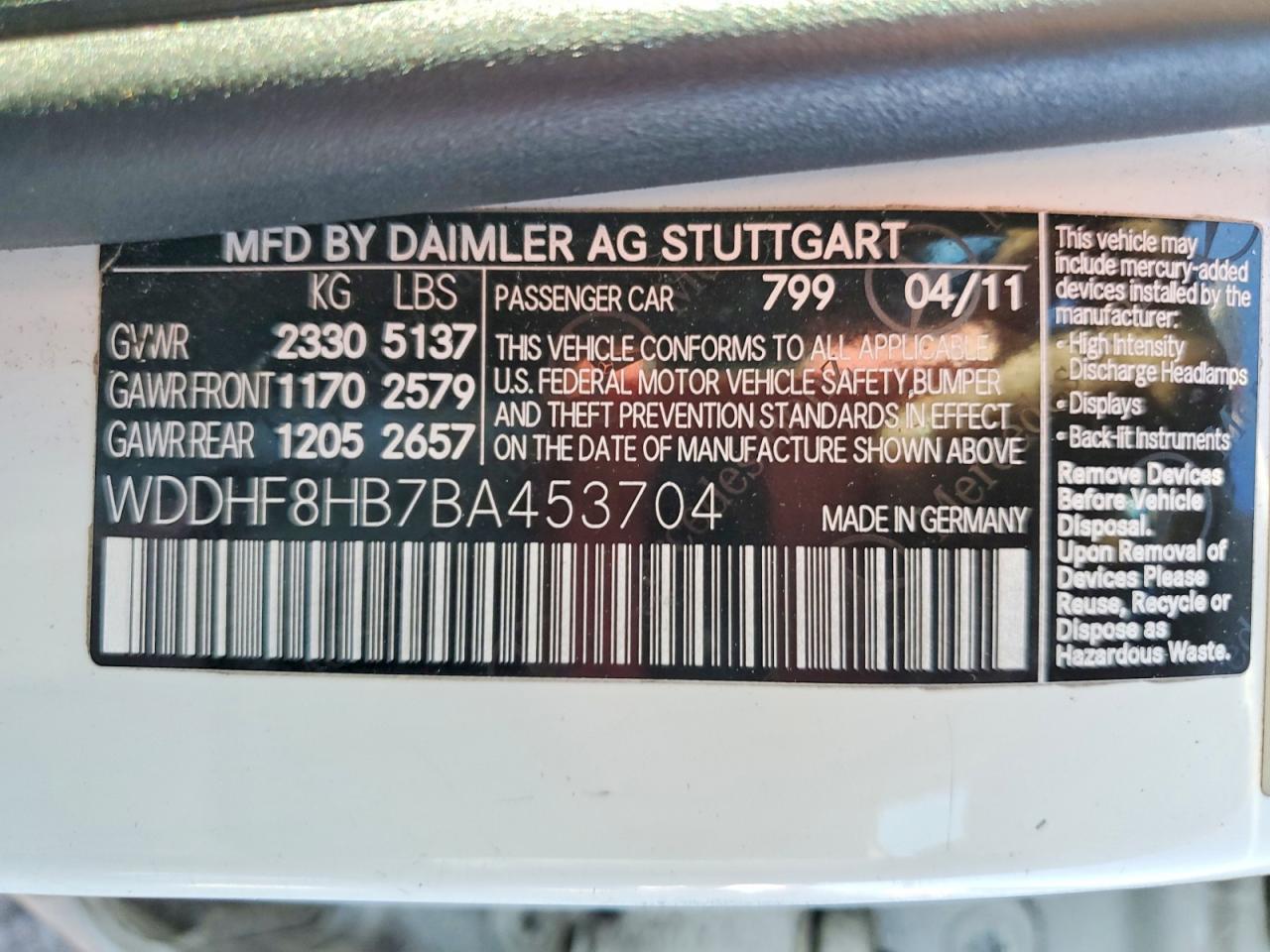 2011 MERCEDES-BENZ E-CLASS