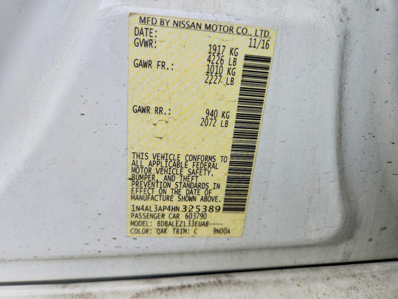 2017 NISSAN ALTIMA