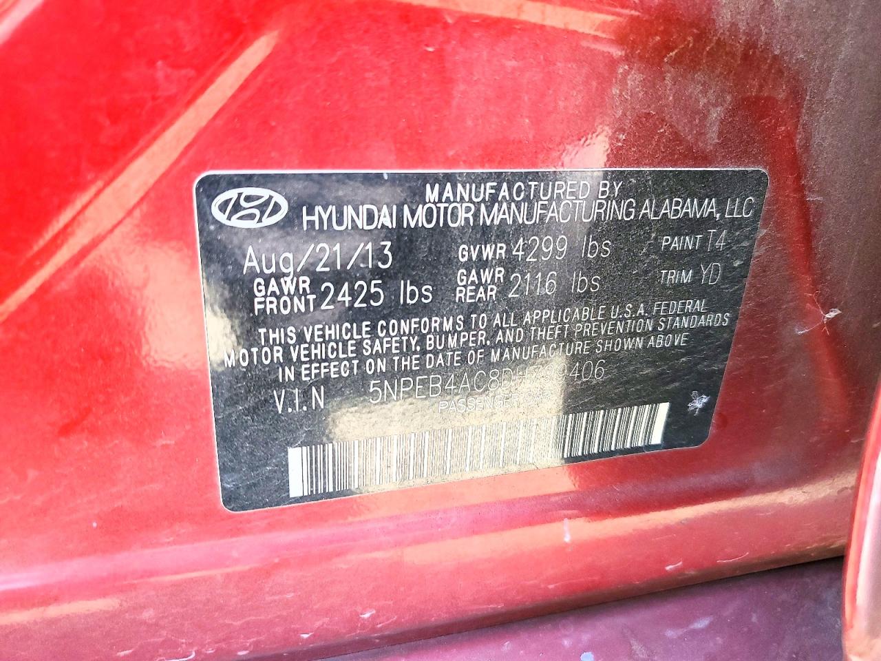2013 HYUNDAI SONATA