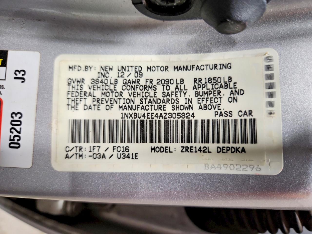 2010 TOYOTA COROLLA