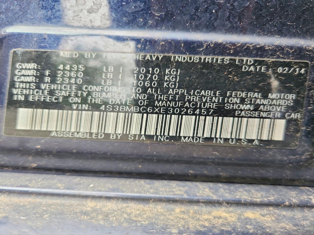 2014 SUBARU LEGACY